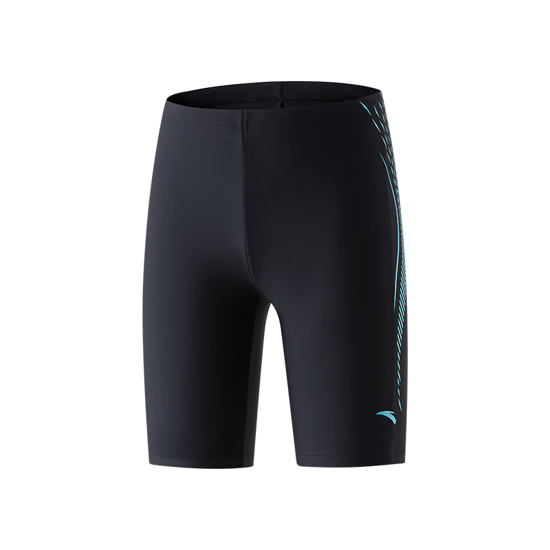 ANTA Men's Swim Shorts, Knee-Length Swim Trunks, Summer Quick-Dry Breathable Anti-Embarrassment Design, Loose Fit, Quick-Drying, Black And Green, M