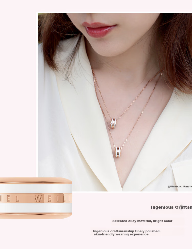 DanielWellington [Same As Ma Sichun], DW Necklace for Women, Satin White Rose Gold Collarbone Chain, DW153 Birthday Gift 6