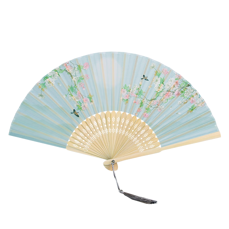 Jidukongjian Chinese Style Folding Fan Female Birthday Gift Hanfu Ancient Costume Photo Prop Summer Dance Fan