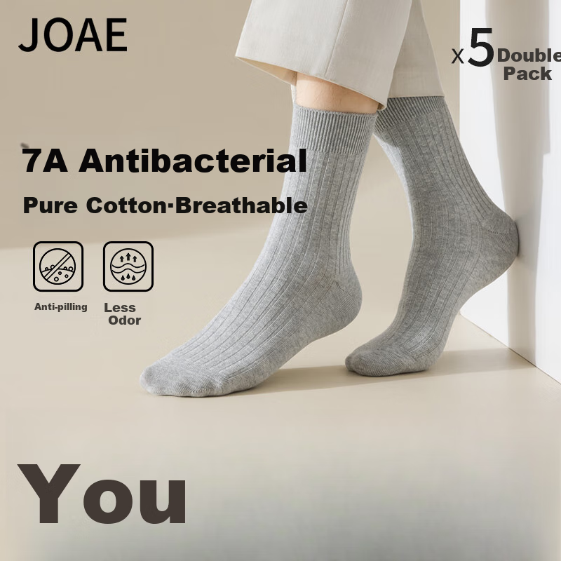 Мужские носки JOAE, 100% хлопок, антибактериальные, средней длины, набор из 5-6 пар