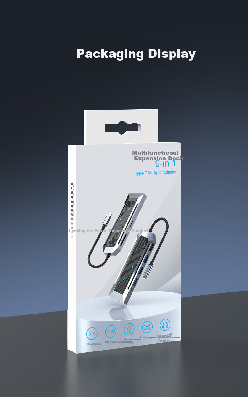 GODO Type-C Expansion Dock to USB-HDMI Converter Splitter PD100W Charger 4K HD Screen Mirroring Compatible with Car, Apple, Huawei Computers 13