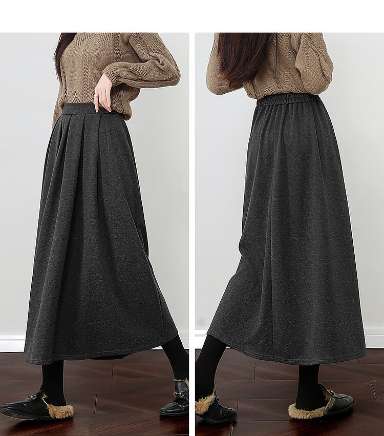 Dme Hepburn Half Skirt Winter Luxury Commuter Elastic Waist A-Line Slimming Mid-Length Skirt for Women 5