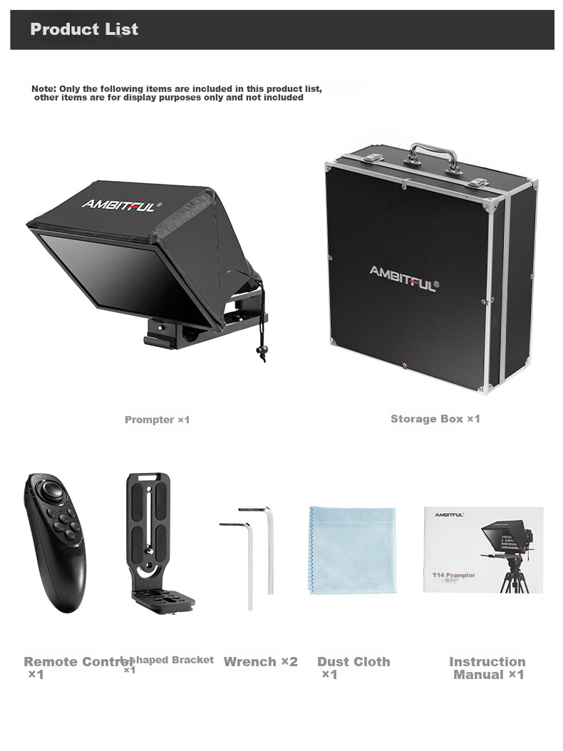 AMBITFUL T14Pro Large Screen Teleprompter Host Phone Tablet DSLR Mirrorless Camera Portable Teleprompter Video Recording Prompt Subtitle Live Streaming Interview Gaffe-Fixing Device 28