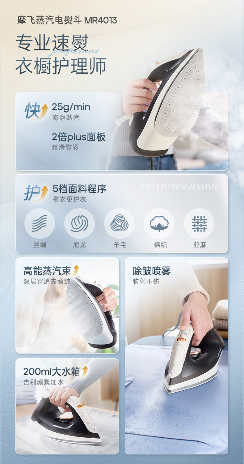 Morphyrichards Handheld Garment Steamer for Home Use, Portable Steam Iron for Travel And Business Trips, Clothes Steaming Tool with Large 4013 Plus Plate 2