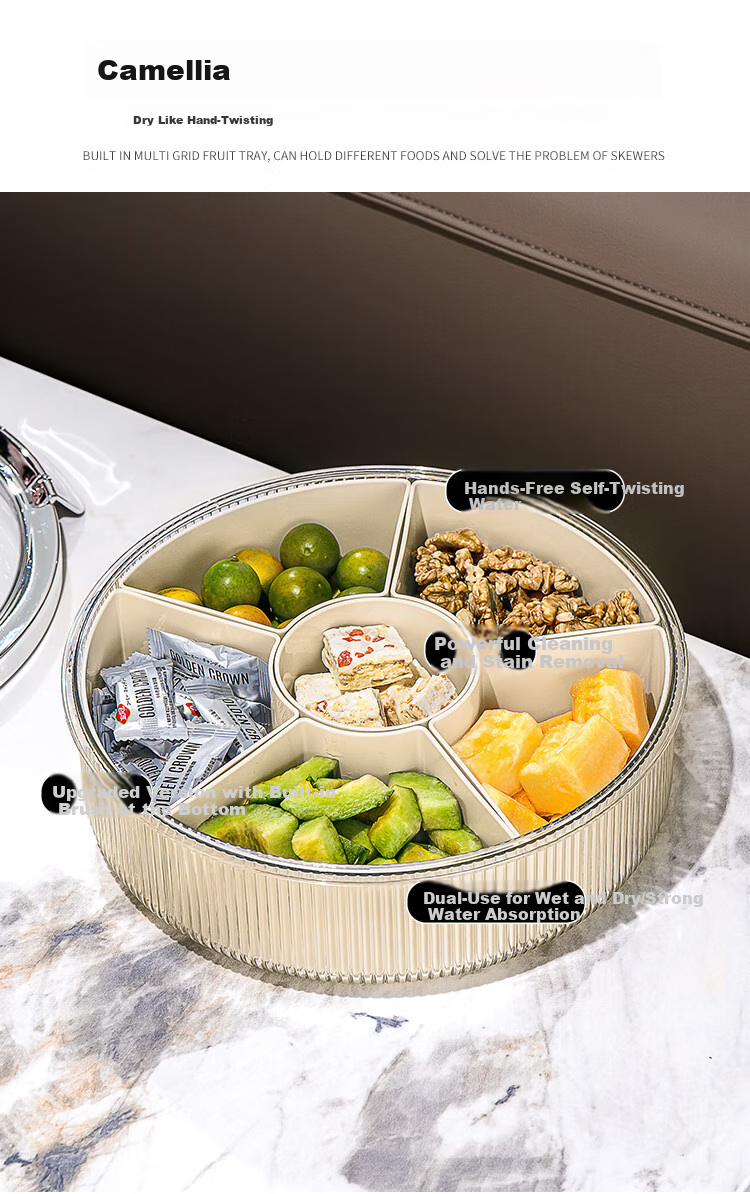 Fanyejia Luxury Dried Fruit Snack Storage Box, Double-Layer Rotatable Sealed Moisture-Proof Compartmentalized Home Living Room Candy Basket with Large Capacity 4