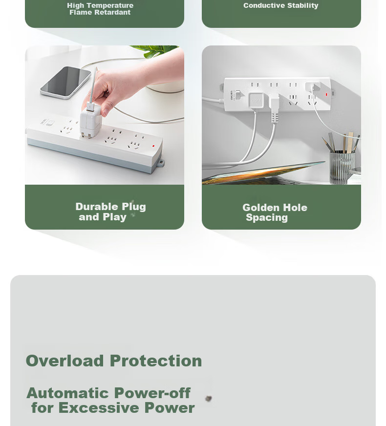Deli 3C Certified National Standard Power Strip, Extension Cord/Power Bar/Surge Protector, Overcurrent Protection, 3993S, 4+4 Outlets with Master Switch, 3 Meters Long 2
