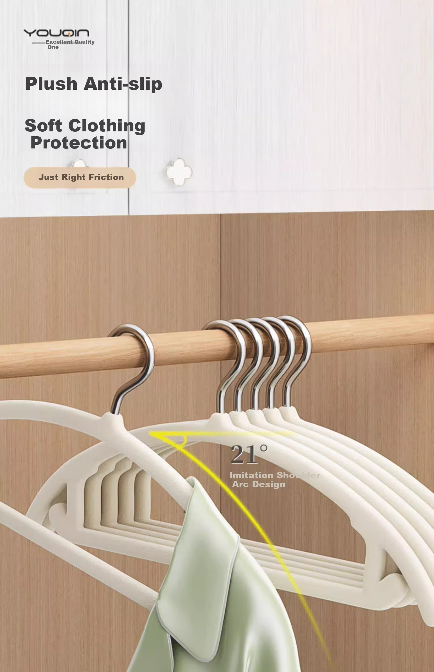 MUYA Flocked Hangers, Household Non-Slip Anti-Shoulder Angle Hangers, 10-Pack Seamless Hangers 5