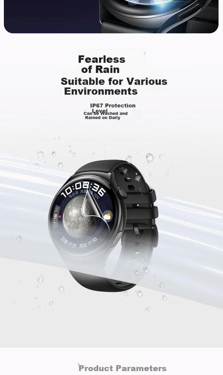 Mohou [2-Pack] Screen Protector for Huawei WATCH 4, Protective Film, Anti-Scratch, Shockproof, Wear-Resistant, Full Coverage Hydrogel Film, High Definition, Dust-Free Installation, Quick Application, Microcrystalline Soft Film 8
