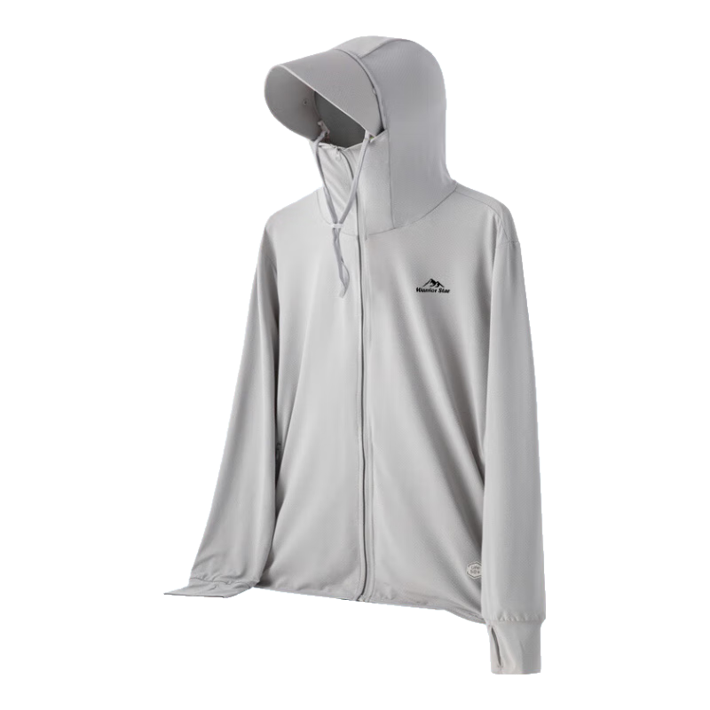 Warrior Sun Protection Jacket for Men, Summer Ultra-Thin Hooded Skin Coat, UV Protection Fishing Wear, Outdoor Breathable Ice Silk Jacket 7003