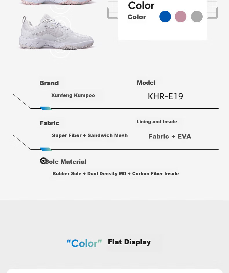 KUMPOO Badminton Shoes for Men And Women, Professional All-Round Sports Shoes, Breathable Shock-Absorbing Wear-Resistant KHR-E19 Silver Size 40 10