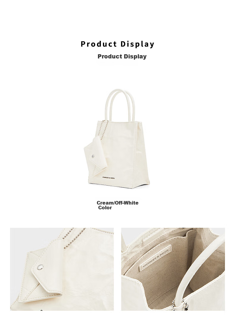 CHARLES&KEITH Solid Color Pleated Magnetic Handheld Shoulder Crossbody Tote Bag, Women's Bag, Birthday Gift, CK2-30782347 9