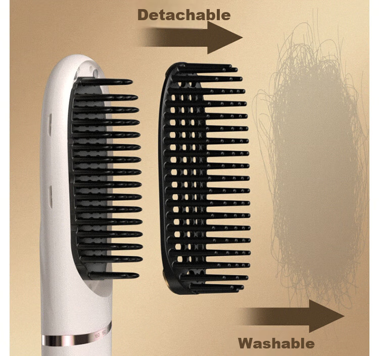 TSUYAGLA Detachable Straight Hair Brush with Negative Ion Styling, 4 Rows of Dense Teeth, 6 Billion Plasma Quick Styling, Hair-Friendly, Anti-Frizz, Birthday Gift for Girlfriend, T607 White 2