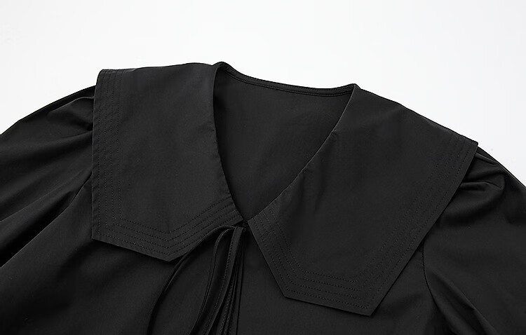 Dme [Will Breathe Cotton] Spring And Autumn Japanese Artistic Turndown Collar Tie-Up Shirt with Puff Sleeves, Concealing Body, Women's Blouse Top 7
