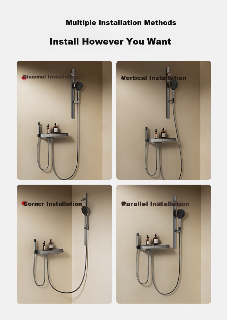 JOMOO Shower Set with Piano Key Temperature Control, Separate Shower Head IMAX Silk Rain Youth Edition 25048-695/HBS 10