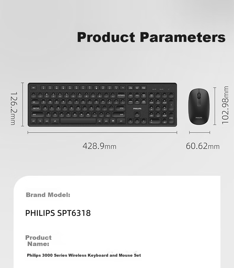 PHILIPS SPT6368 Wireless Keyboard and Mouse Set Office Apple MAC Desktop Laptop Ergonomic Keyboard and Mouse Set Corporate Purchase Pink 13