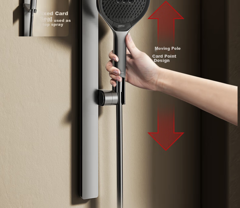 JOMOO Shower Set with Piano Key Temperature Control, Separate Shower Head IMAX Silk Rain Youth Edition 25048-695/HBS 29