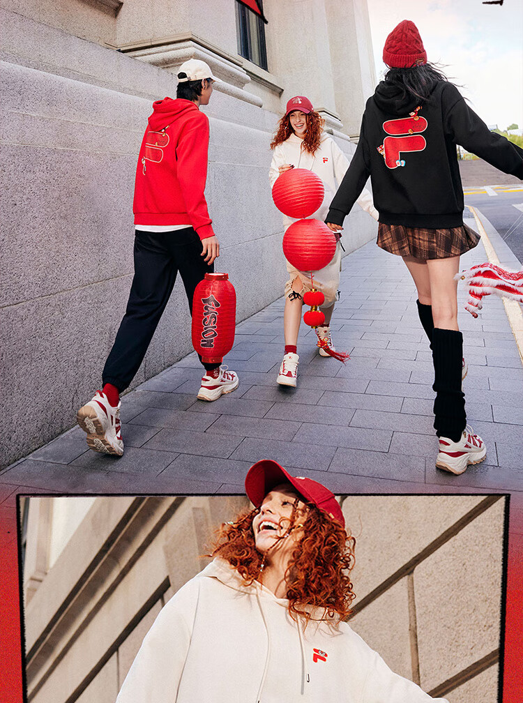 FILA FUSION Couple's Hooded Sweatshirt, Spring Fashion Pure Cotton Knitted Top 11