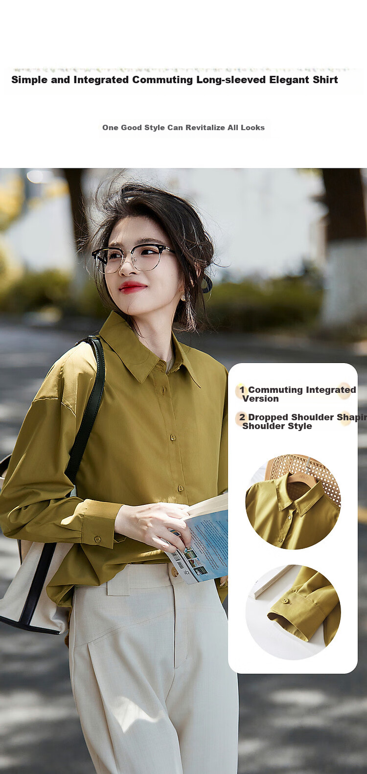 Dme [Commute Shirt] Autumn Simple Fit Drop-Shoulder Long-Sleeve Blouse Women's Top 1