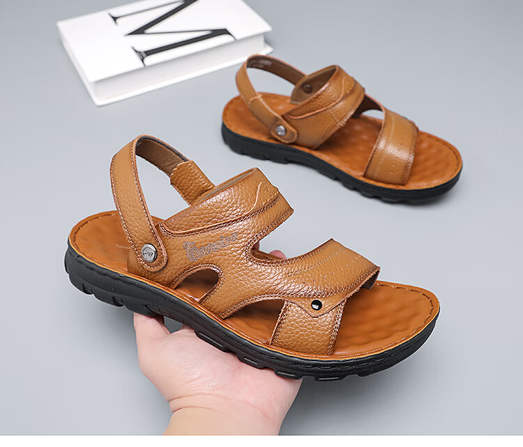 Warrior Men's Sandals, Outdoor Beach Shoes, Wear-Resistant Dual-Use Sports Sandals, WSL(WZ)-1390, Black, Size 43 1