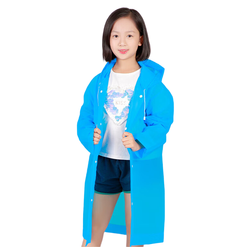 Jtrip Reusable Raincoat Poncho for Children, Boys And Girls, Thickened Semi-Transparent Travel Raincoat, Essential for School Students, Blue