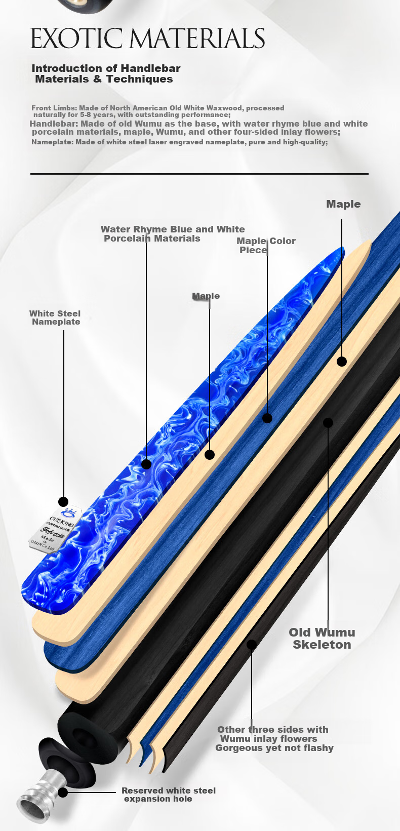 Aomi Xianyan Billiard Cue, Detachable 9.5mm Black 8 Snooker Cue, Small Tip 16 Color Black Eight Ball Cue, Pool Cue 5
