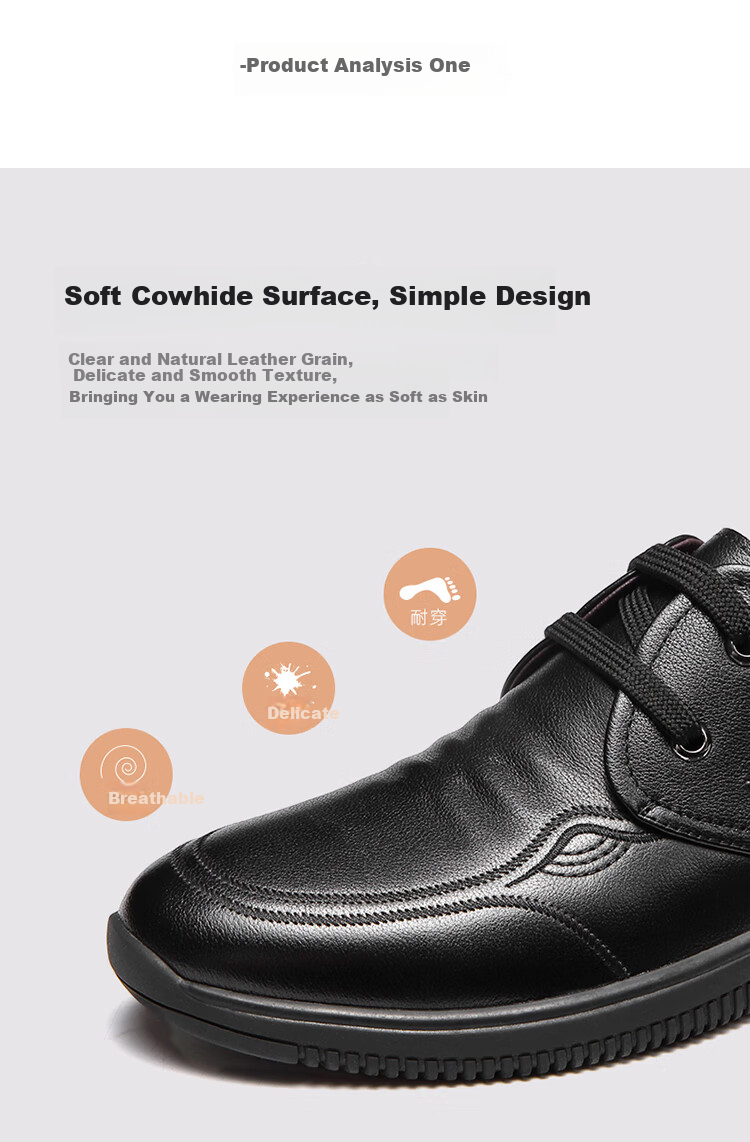 Aokang Casual Leather Shoes, Lace-Up Comfortable Soft-Soled Versatile Driving Loafers, Black, Size 39 4