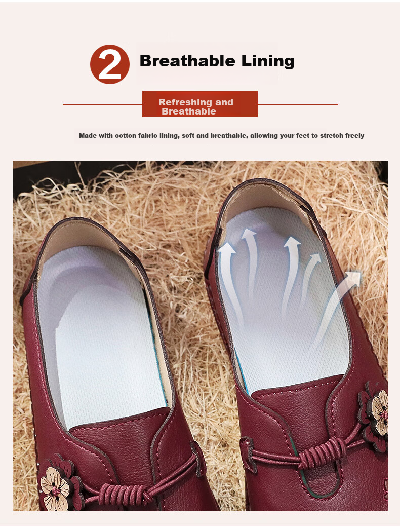 Ankang Old Beijing Cloth Shoes for Women, Spring And Autumn Middle-Aged And Elderly Single Shoes, Soft Sole Cowhide Bottom Mom Shoes 78806, Bean Paste Color, Size 40 7