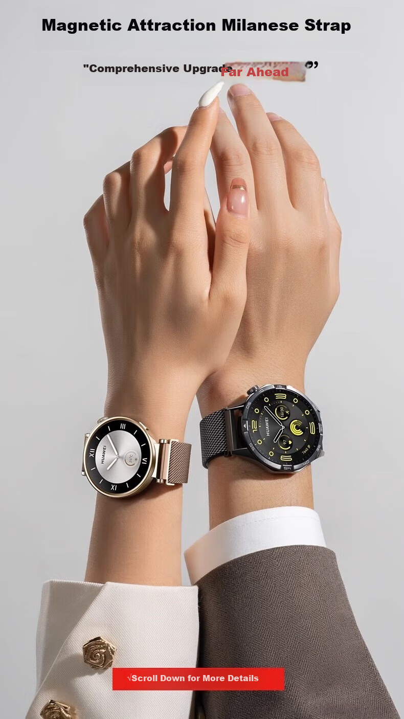 Baking Suitable for Huawei Watch Straps GT7/GT6/GT5/Pro/GT4 Milanese Metal Watch6/5/4/3/buds2, Unisex Original Box Packaging 1