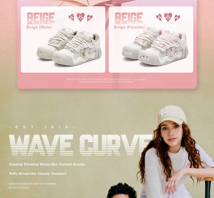 Champion American Champion Sneakers for Women And Men, Trendy Fashionable Thick-Soled Height-Increasing Casual Puffy Bread Shoes 24FWT03 12