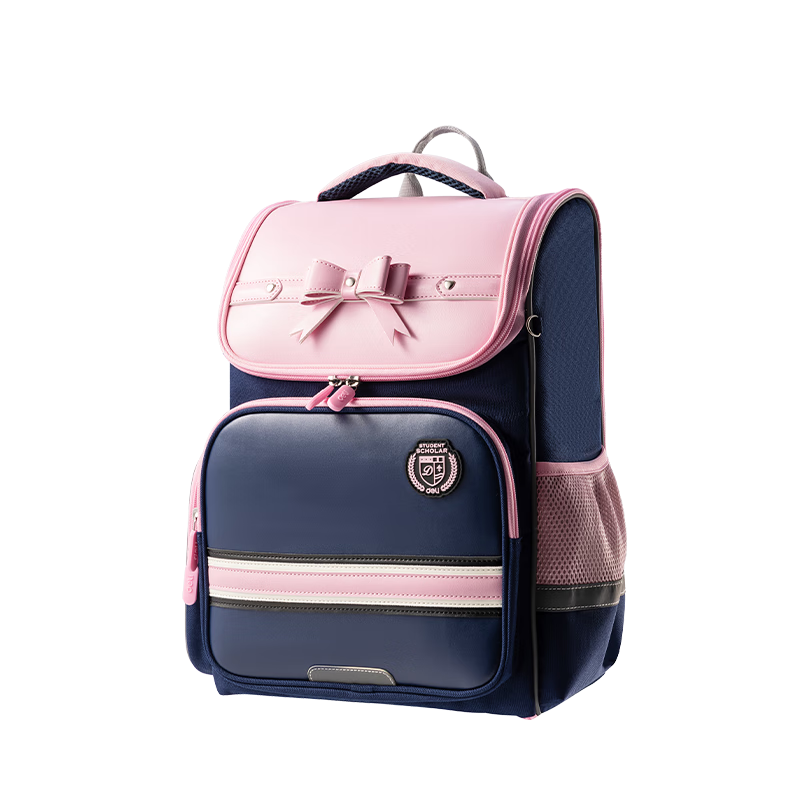 Deli Primary School Backpack for Boys And Girls, British Style Ultra-Light Large Capacity Reduced-Weight Backpack BB162 Upgraded Version Pink