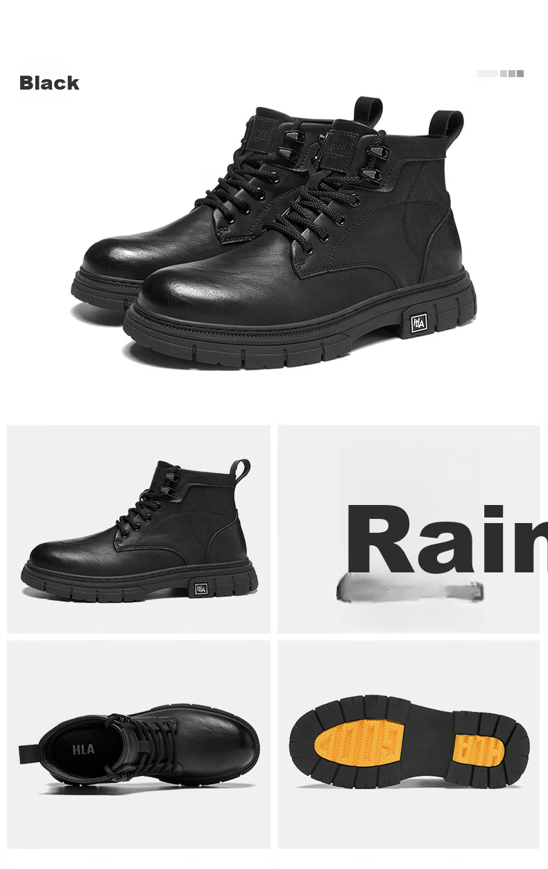 HLA Men's Boots, Fashionable Versatile Casual Martin Boots, Versatile Work Boots HAAGZM4DBB184, Black, Size 41 15