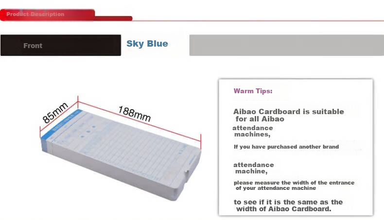 Aibao Double-Sided Attendance Card Paper/punch Card Paper/card Clock Paper, 50 Sheets/pack 1