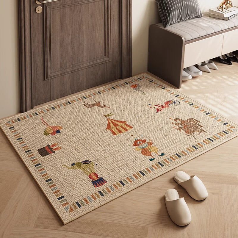 Yinshang Imitation Linen Entrance Door Mat Non-Slip Carpet Premium Indoor Entryway Rug Foot Mat 1