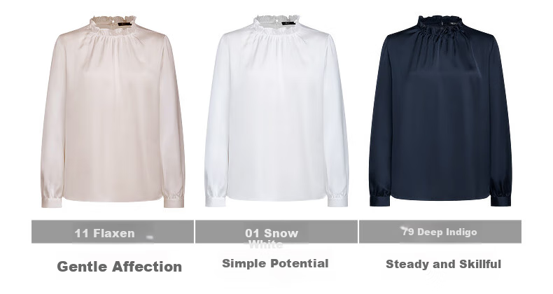 G2000 [Smooth Color Cotton Fabric] Spring And Autumn Mall Matching Smooth Draping Elegant Casual Shirt, Snow White, Size 34 8
