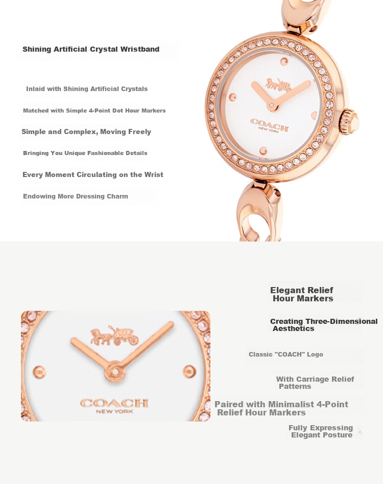 COACH GRACIE Series, Xiao C Lian, Women's Steel Strap Watch 14504130, Recommended by Kong Xue'er, Mid-Autumn Festival Gift/gift-Giving 6
