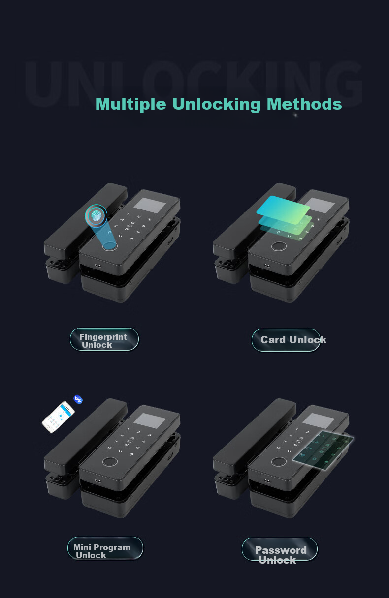 Youku Fingerprint Lock, Access Control Smart Electronic Password Lock, Office Glass Door Lock, Single And Double Doors, No Drilling Or Wiring Required, Bluetooth Mini-Program Unlocking 6