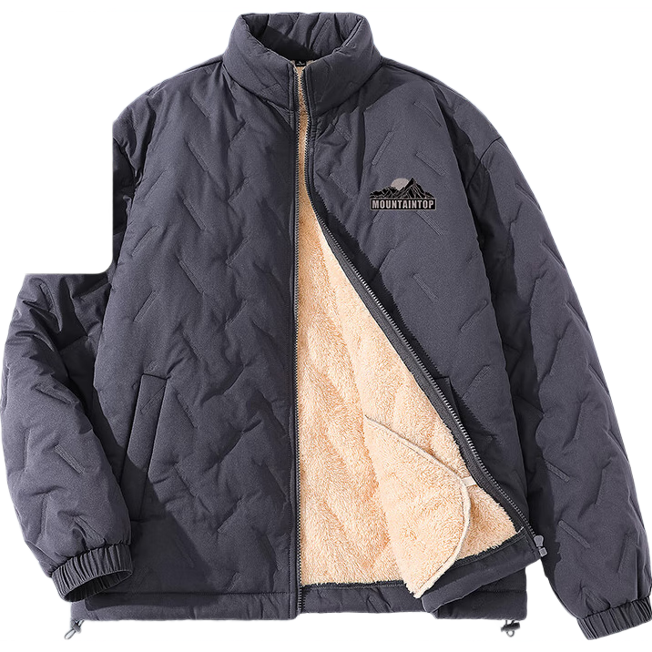 Jeanswest Men's Winter Cotton Padded Jacket Fleece Lined Thickened Water-Repellent Windproof Stand Collar Warm Coat