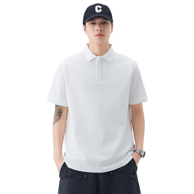MMOPTOP Father's Day Suoluna Antibacterial Ice Silk Polo Shirt, Summer Men's Business Xinjiang Cotton Short Sleeve MP10 White M
