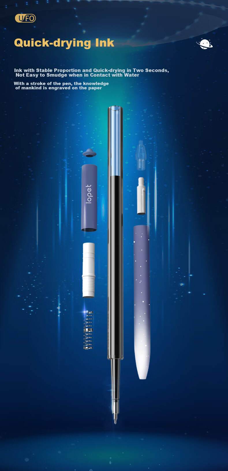 LOPET Rocket Star Galaxy Gel Pen, Quick-Drying, High Aesthetic Value, Exam Pen for Students, 0.5mm Black Pen, Smooth Writing for Middle School Students, Black Ink Pen, Signature Pen, Ballpoint Pen LT-1393 [Advancement] 5