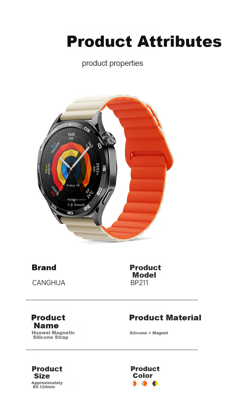 CangHua Compatible with Huawei Watch Bands, Silicone Magnetic Strap for Watch5/watch4Pro/3/GT6/GT6Pro/GT5/GT4/GT3Pro/GT2, Loop Style, Suitable for Men And Wome 8
