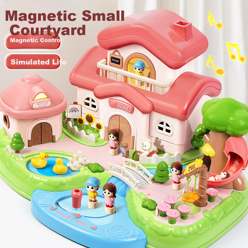 Kakabeier [4-Person Couple] Children's Magnetic Pretend Play Toy, for Girls Aged 3-6, Birthday Gift, Luxurious Surprise Garden Villa