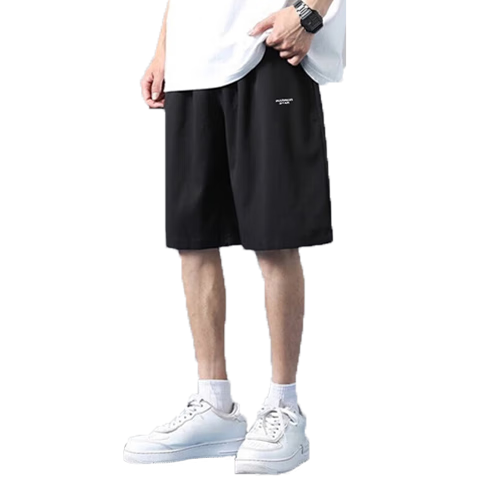 Huili Men's Shorts, Summer Pants, Ice Silk Quick-Dry Breathable Casual Pants, Running Fitness Drawstring Sports Five-Point Shorts