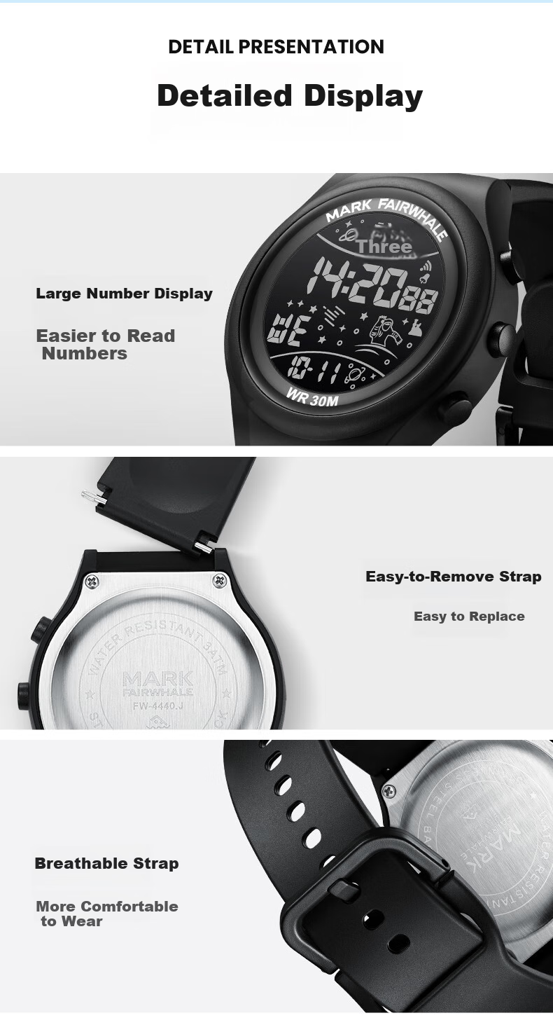 MARK FAIRWHALE Sports Watch for Men And Women, LED Digital Student Watch Alarm Waterproof Wristwatch, Back-To Student Gift 4440 7