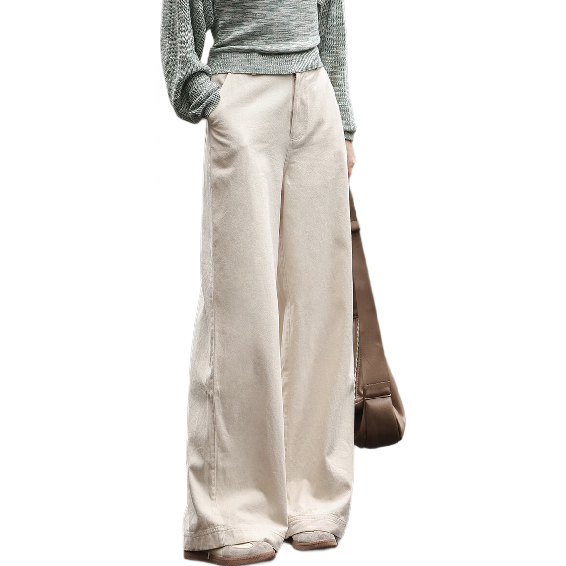 Dme [Laid-Back Wide-Leg Pants] Spring And Autumn Style, Washed Cotton-Like Fabric, Comfortable Casual Long Pants for Wome