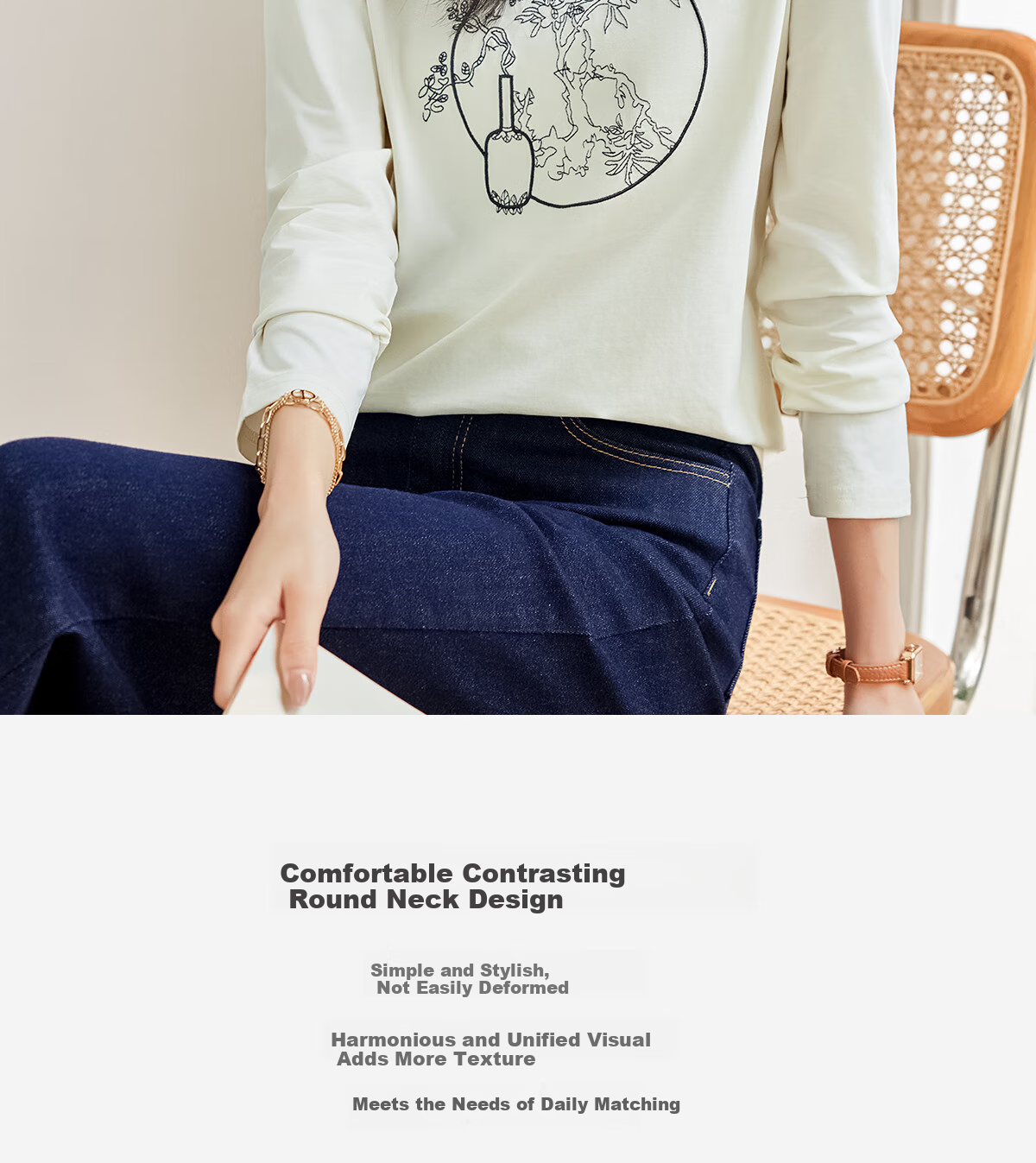 Taxiang Women's Short-Sleeve T-Shirt with Contrasting Color Letter Print, Simple Versatile Base Layer Top T143T1386 6