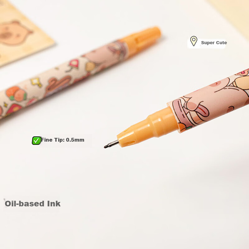 Shaonianban Dual-Tip Marker Pen, Black Oil-Based Pen, Art-Specific Quick-Drying Pen, Double-Ended Marking Pen, Youzai Kapi, 10 Pcs/1 Box, 3213 4