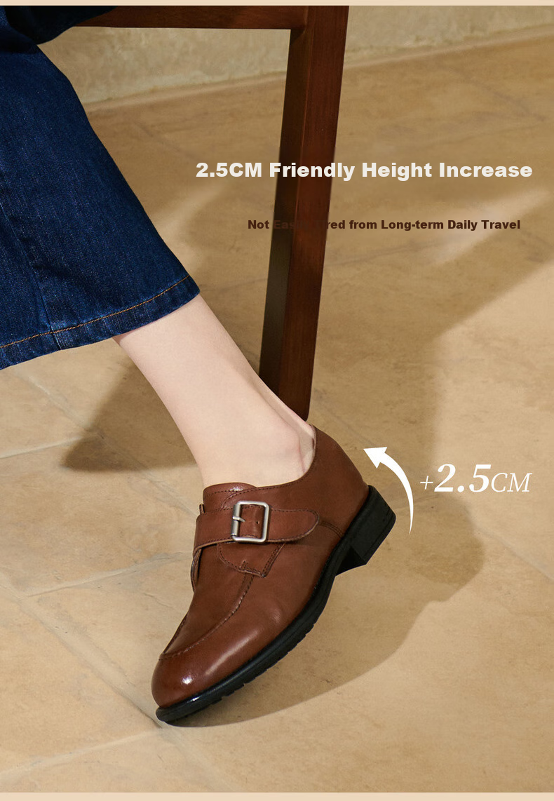 Joy&peace Dong Jie's Style Free Poetry Washed Cowhide Leather Loafers with Chunky Heel for Men And Women, Black, Size 38 10