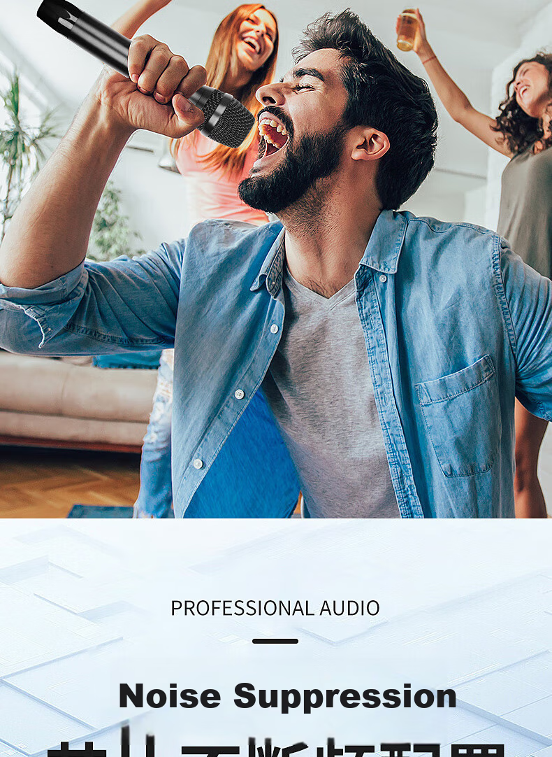 HYUNDAI HD01 Wireless Microphone, U-Band Wireless Handheld Two-Channel, Specially Designed for KTV, Wedding, And Stage Performances 4