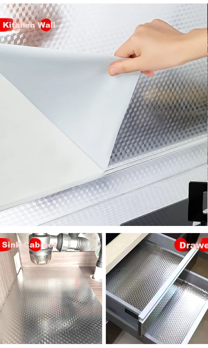 Xiruo Kitchen Oil-Proof Sticker, Heat-Resistant Aluminum Foil Paper, Stove Wall Wallpaper, Drawer Waterproof And Moisture-Proof Self-Adhesive Cabinet Film 11