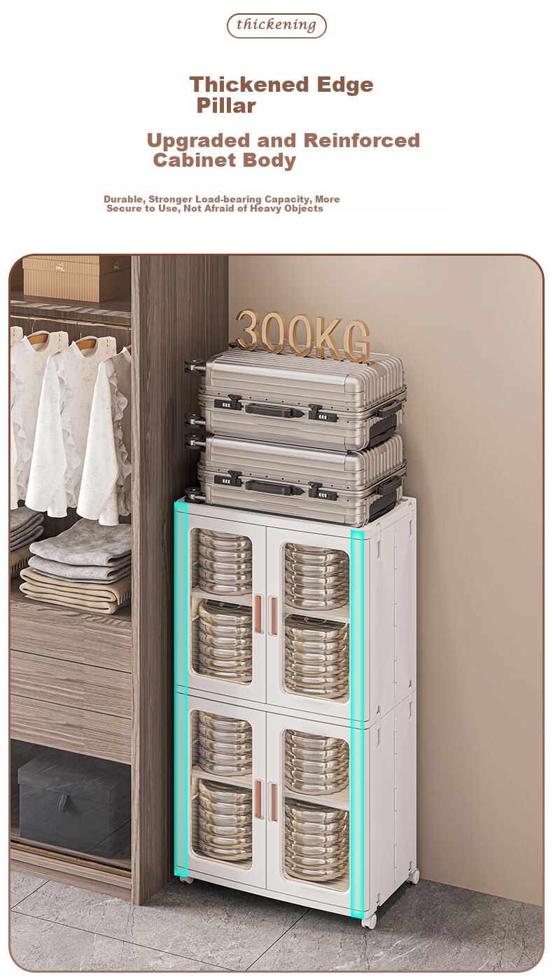 JEKO&JEKO Foldable Storage Cabinet, No Installation Required, Toy Bag Storage Locker, Wardrobe Organizer, Storage Box, 53cm Wide, 3 Layers 7